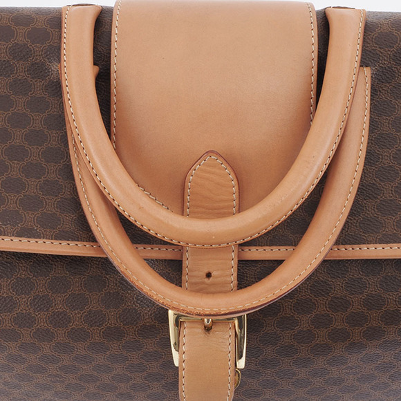 CELINE Old Boston Bag Brown PVC Leather Macadam - Picture 5 of 13